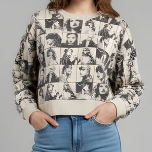 Taylor Swift Sweatshirt Womens Medium Baggy Crop ERAS Tour All Over Print